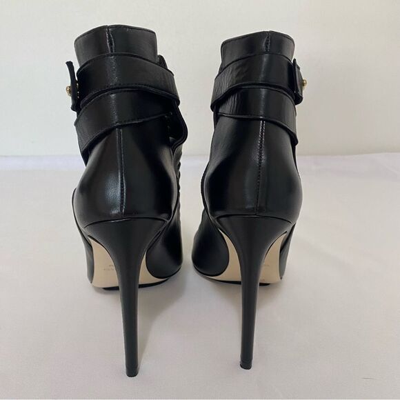 BURAKUYAN Black Peep Toe Ankle Booties - Picture 5 of 11